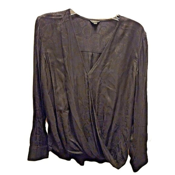 Rails Hillary Black‎ Snake Jacquard Wrap Blouse Top Size L - Picture 12 of 15